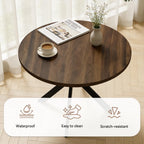 44" Round Dining Table with Chair Set for 4, Modern Mid-Century Dining Table Set of 4, Cozy Dinette Sets with Metal Leg for Kitchen Dining Room Apartment(Walnut Table + Gray Chairs) | Cushioned Minimalist Gray Chairs of 4, Mid-Century Walnut Tabletop