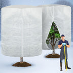 WILLBOND 2 Pcs 79 x 95 Inches Rounded Top Plant Covers Freeze Protection for Winter Cylindrical Frost Cloths Shrub Frost Covers with Zipper Drawstring for Shrub Bush Fruit Tree Potted