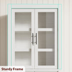 Farmhouse Kitchen Pantry Storage Cabinet, 70.5" Tall Wood Cupboard with 4 Doors and Adjustable Shelves, Rustic White Freestanding Organizer for Kitchen, Dining Room, White