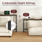 MAHANCRIS 102.3" Console Table with Adjustable Height(24.3"-32.7"), 5.9" Sofa Table Narrow Long with Outlet, L-Shaped Behind Couch Table, Skinny Console Table, Small Space, Rustic Brown CTHR826E01