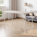 Takywep Sturdy & Portable Rectangle Folding Table - 47.24" x 20.07" 4ft Collapsible Desk, Metal Frame, PU Leather Scuff & Mark Resistant Surface, Anti-Slip Feet, Great for Dining, Office