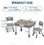 4-in-1 Kids Activity Table & Chair Set,Double-Sided Reversible Tabletop with Building Block Base & Graffiti Drawing Board,2 Adjustable Toddler Chairs,Multi-Purpose Activity Desk for Reading,Drawing