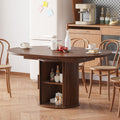 Expandable Dining Table,Round Wooden Kitchen Table,Double Layered Storage Space with Partitions,Equipped with Circular Sliding Doors, Suitable for Kitchen (Expandable Dining table-Walnut-02)