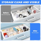 3 PCS Large Drawer Organizer, 3Sizes Plastic Versatile Desk Drawer Organizer Trays with Non-Slip Silicone Pads, Storage Bins for Makeup, Office, Kitchen Gadgets Utensils, Bedroom, Tools, Bathroom