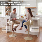 YOUNUOKE Bar Stools Set of 2 Modern Swivel Bar Stools, Khaki | PU Leather Adjustable Counter Height Stool with Low Back, Comfy Barstools for Kitchen Island, Cafe Bar
