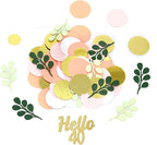 300PC 40TH Birthday Confetti for Table Pink and Sage Green Happy 40TH Birthday Decorations for Women Dots Hello 40 Confetti Scatters Forty Party Decor Supplies