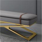 Modern Modern Entryway Bench Leather Upholstered Dining with Metal Base, Padded Seat Accent Foot for Bedroom End of Bed/Living Room Entryway(Dark Grey)