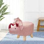 Animal Footstool Footrest Ottoman Bench Sofa Tea Stool for Guest Room, Indoor Outdoor, Pink Dragons