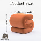 FOXHUNTER S Shape Modern Pouf Ottoman Vanity Stool, Velvet Orange | Footstool with Sponge Filling, No Assembly Required, Soft Shoe Stool, for Makeup Room Living Room Bedroom Entrance
