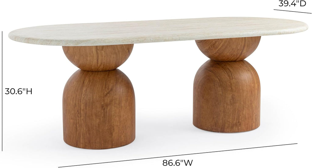 Tov Furniture Cynthia Travertine Concrete Indoor/Outdoor 87" Long Dining Table