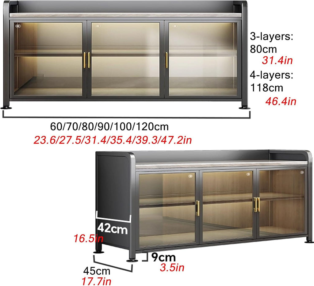 JKGHK Kitchen Storage Cabinet, Food Prep Baker's Rack Table with Flip Doors, Kitchen Food Pantry Cabinet with Adjustable Shelves, Prep Cabinets for Business, Garage(Gray,35x46in)