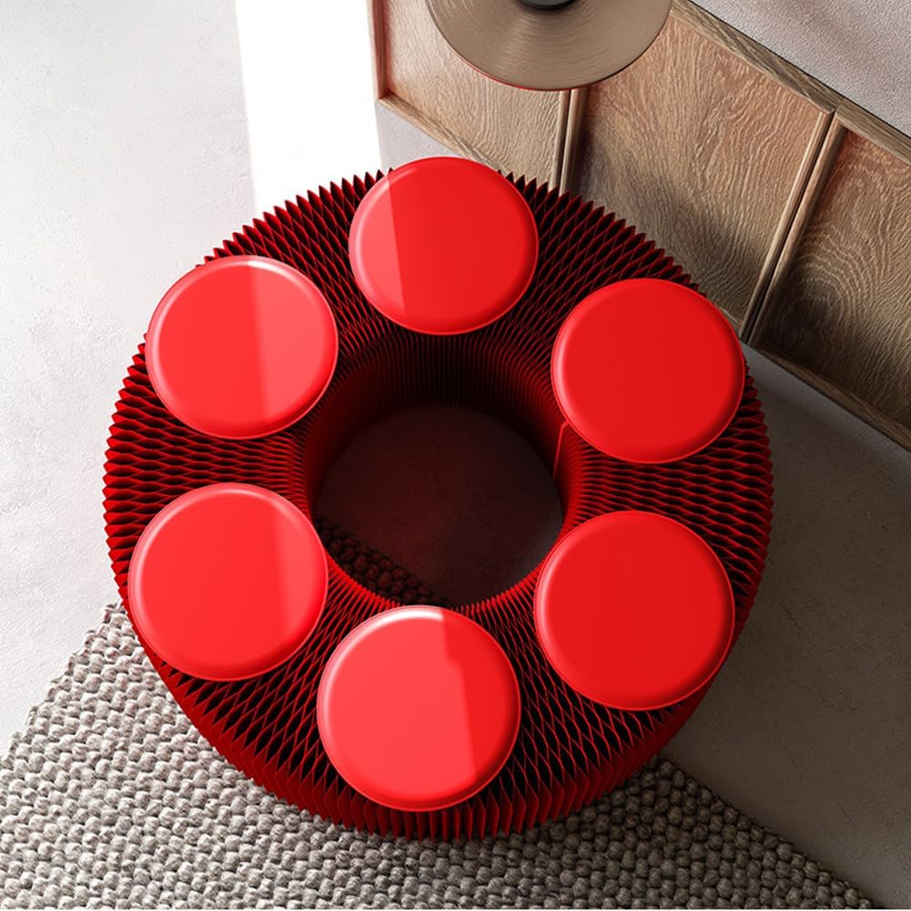Folding Paper Stool Sofa Chair, Folding Paper Stool for Office,Reception Room,Living Room and Shopping Mall (Black,Six seats-11.8in)