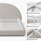 RECCI AirFrame Half-Moon Upholstered King Platform Bed Frame