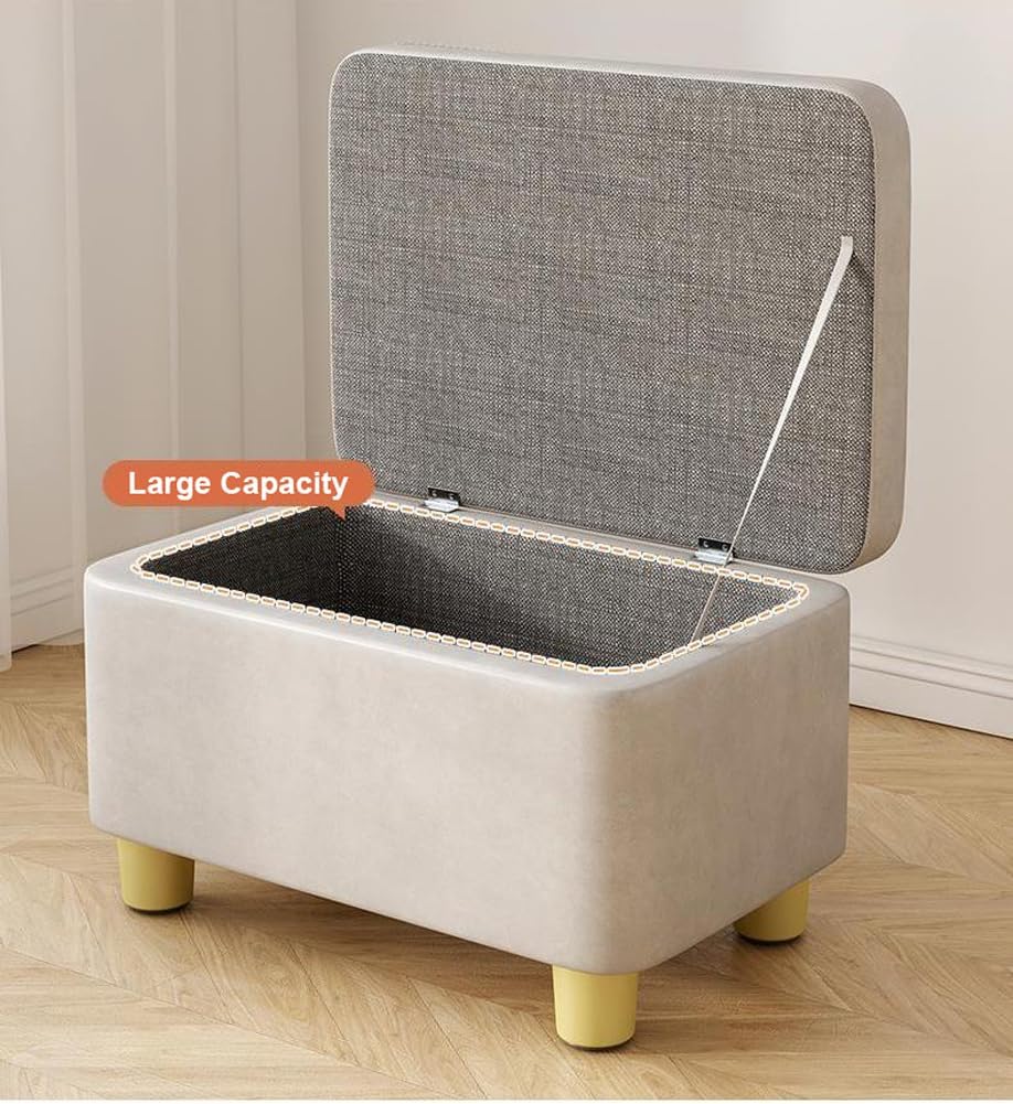 Luxurious Tufted Ottoman with Storage,Faux Leather Foot Rest Stool Upholstered Cushion Padded Seat with Hinged Lid,Living Room Entryway Ottoman Storage Chest (Grey,Large)