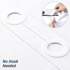 Furlinic White No Hook Small Stall Shower Curtain 48x78 Inch,Half Narrow Size Polyester Fabric Bathroom Curtains with 6 Plastic Split Grommets,Hotel Quality Waterproof Washable Bath Curtain