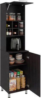 Attica Tall Kitchen Pantry Cabinet, 80.3" High Freestanding Double Door Storage Cabinet with 6 Cubbies and 4 Shelves, Modern Large Kitchen Storage Cabinet for Kitchen and Dining Room, Dark Brown
