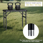 Anbte 2ft Folding Camping Grill Table Max 29.5", 3 Adjustable Height, Black | Heat-Resistant Mesh Tabletop, Waterproof, Portable Metal Grill Table, Lightweight, For Camp Cooking BBQ Outdoor, 23" X 16"