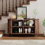 Buffet Sideboard Cabinet with Storage, 55" Fluted Cabinet with Sliding Door & Adjustable Shelf, Modern Accent Coffee Bar Console Table for Kitchen, Entryway, Walnut