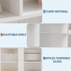 TrailBlaze Versatile Freestanding Kitchen Pantry Cabinet - 71" Tall Sideboard Buffet with Pegboard, 2 Glass Doors, Adjustable Shelves & 6 Hooks, Multi-Compartment Storage for Dining Room or Hallway