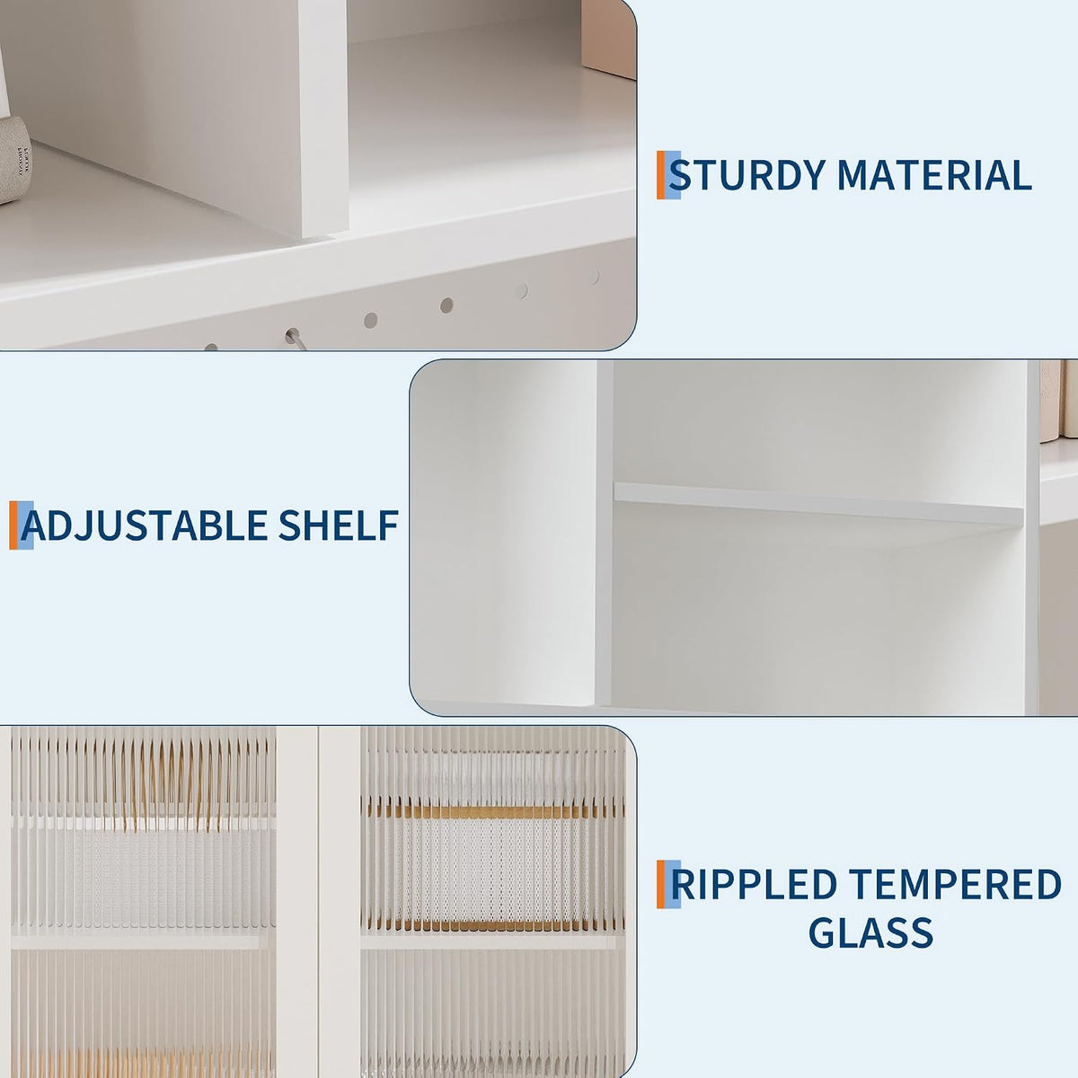 Kitchen Pantry Cabinet,71-Inch Freestanding Storage Cupboard with 7 Compartments, DIY Pegboard, 2 Glass Doors & Adjustable Shelves – Versatile Storage for Kitchen, Dining Room, Hallway(White)