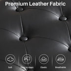 SOFTHION 55.5" End of Bed Bench, Faux Leather Entryway Bench, Black | Modern Leather Button Tufted Bedroom Bench, Upholstered Storage Shoe Bench with Metal Base for Living Room, Bedroom, Entryway