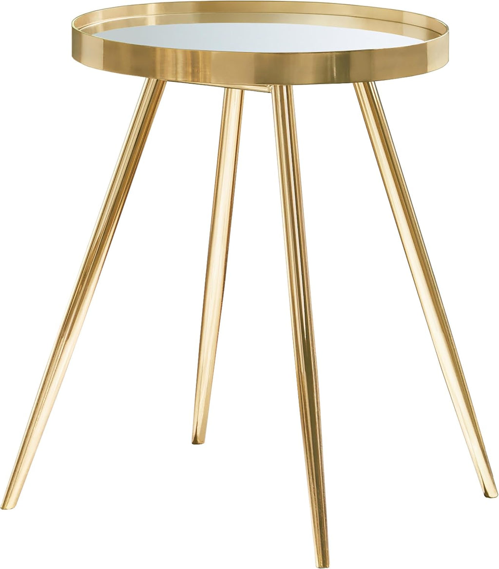 36" Reflective Top Stacking Nesting Tables, Set of Nesting Tables with Polished Metal Frame, Side Tables with Modern Streamlined Design for Living Room Activity Areas, Gold