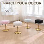 Vanity Chair Adjustable Vanity Stool for Vanity Swivel Vanity Stool Chair Ottoman Gold Base White