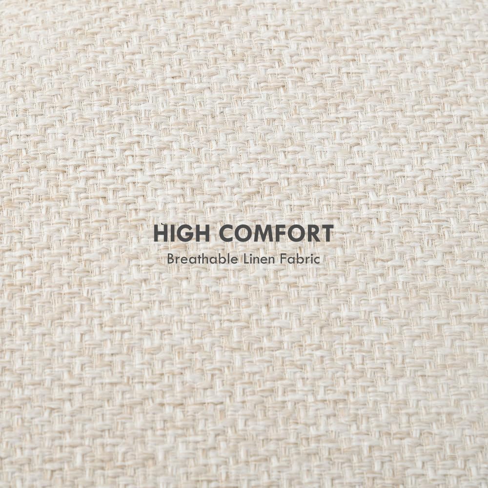 Storage Ottoman, Round Stool Chair with Cushioned Top, Cream White
