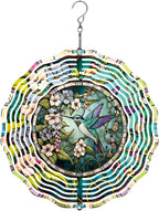 Hummingbird Metal Wind Spinners Outdoor, 3D Hanging Garden Decor for Women Mom Grandma, 25cm/ 9.84in 3D Wind Spinners for Garden Decor for Patio,Yard,Outdoor