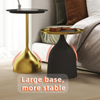 Benkyo Black and Gold Nesting Tables Pedestal Coffee Table Set of 2 Round Side Tables Metal End Table Small Circle Modern Sofa Table for Living Room