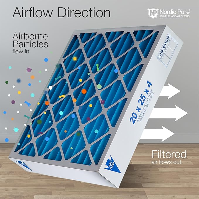 Nordic Pure 20x25x4 (19_1/2 x 24_1/2 x 3_5/8) Pleated MERV 7 Air Filter 1 Pack