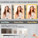Vanity Desk with LED Lights Mirror & Power Outlet, Small Makeup Vanity Table Set with Storage Drawers & Chair, 3 Lighting Modes & Adjustable Brightness, Dressing Table for Women Girls Bedroom, Grey