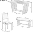 Merax 6-Piece Retro Dining Set, 1 Rectangular Table with Stable Trapezoidal Table Base and 4 Upholstered Chairs and 1 Bench for Dining Room and Kitchen, Natural Wood Wash