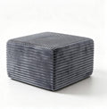 28 Inch Corduroy Square Ottoman Foot Rest, Modular Cloud Sofa Cube Pouf, 250LBS No Assembly Foot Stool for Living Room (Gray)