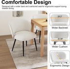 Chairs Set of 2, Upholstered Fabric Dining Room Chairs, Makeup Vanity Chair Modern Accent Chairs Farmhouse Kitchen Dining Chairs with Metal Legs for Home Kitchen, Living Room, Ivory