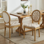 Vintage French Country Dining Chairs Set of 6, Velvet Dining Chair with Solid Wood Legs, Beige Upholstered Dining Chairs, Sillas para Comedor, Kitchen & Dining Room Chair (Beige, 6Pcs)