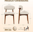 Farmhouse Dining Chairs Set of 4, Mid Century Modern Wooden Velvet Fabric Upholstered Kitchen Chairs with Curve Back, Dining Room Chairs for Living Room Restaurant Cafe with Brown Legs, Warm Gray
