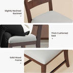 COLAMY Wooden Dining Chairs Set of 6, Farmhouse Upholstered Dining Room Chairs with 3.5" Thick Cushion, FSC Solid Wood Ladder Back Kitchen Chairs for Home and Restaurant, Easy Clean,Brown