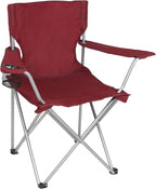 Basic Quad Folding Camp Chair with Cup Holder, Red, Adult