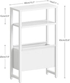 Narrow Side Table, Slim End Table with Magazine Rack, Skinny Bedside Table for Small Spaces, 3 Tier Sofa Couch Table Nightstand for Living Room, Bedroom, White LET503W