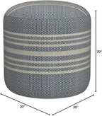LR Home Simple Stripe Indoor Outdoor Pouf, Blue/White/Pink/Black, 20" x 20" x 20"