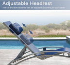 Domi Lounge Chair Set of 3, Aluminum Lounge Chairs for Outside with 5 Adjustable Positions, Chaise Lounge Outdoor for Pool, Garden, Beach, 2 Pool Chairs and 1 Side Table(Blue)