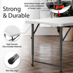4 Feet Foldable Table Adjustable Height with Built in Handle, Steel Legs | 4FT Heavy Duty Portable | Perfect for Party Dining Wedding Events Picnic Indoor Outdoor Camping Utility Folding - 4 Foot