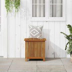 Gecheer Wooden Storage Box, Garden Storage Bench with Water-Resistant Bag, 60x50x58 cm Solid Acacia Wood Organizer for Outdoor Indoor Use