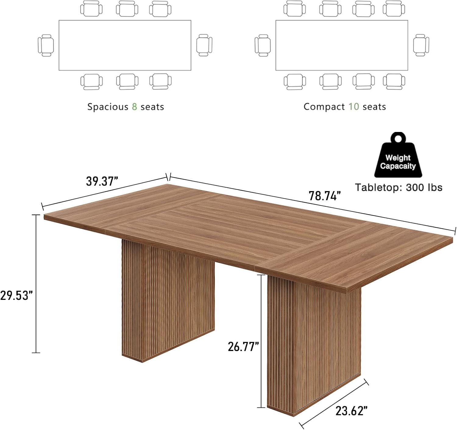 Yanosaku 78.7'' Dining Table for 4 6 8 10, Rectangular Kitchen Table with Storage, Farmhouse Dining Room Table for Kitchen, Dining Room, Living Room