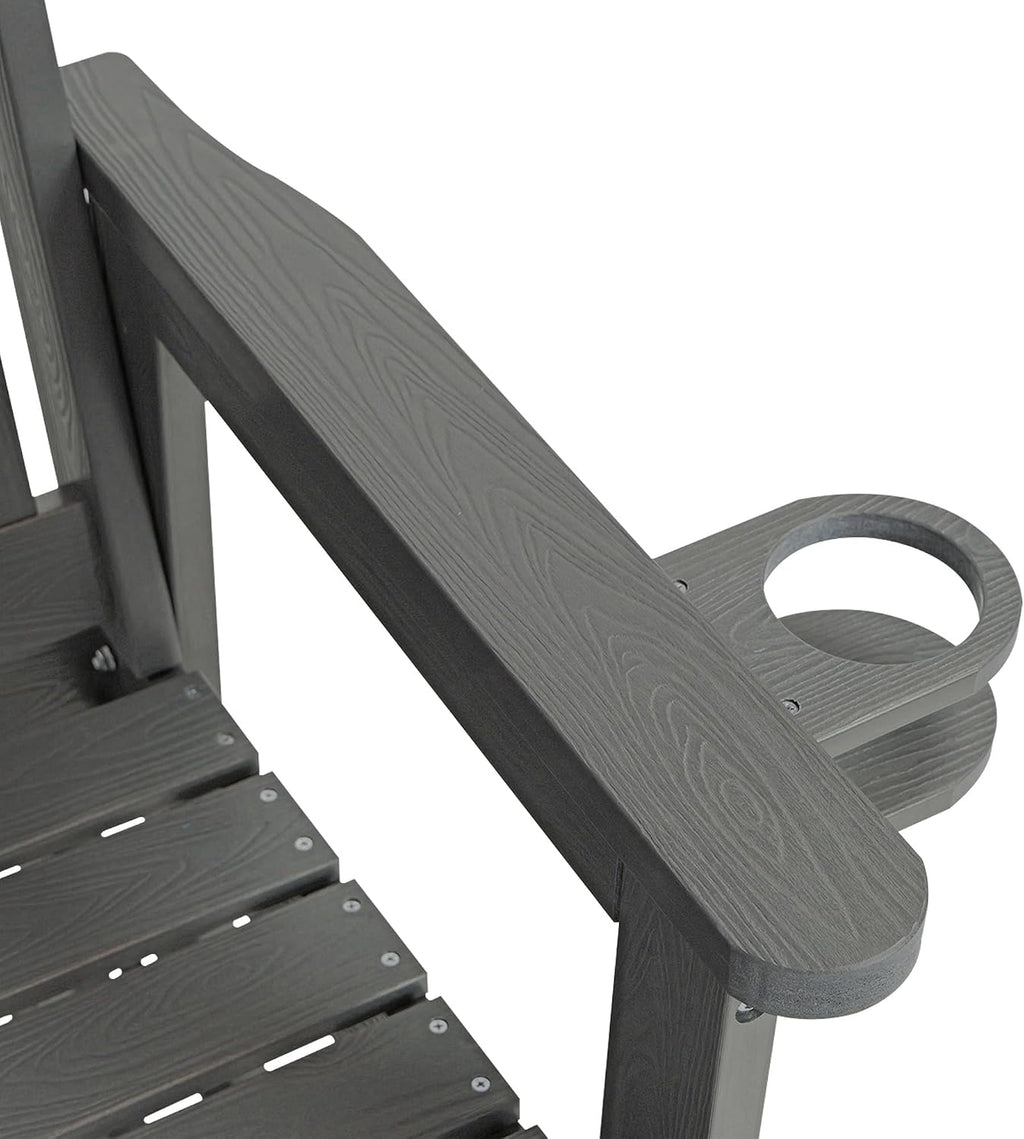 Poly Lumber Patio Glider, HIPS Material Weather-Resistant Swing Bench for Outdoor Porch Garden, Gray