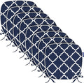SleepMan Outdoor 17"x16" Chair Cushions with Ties Set of 8, Water Resistant All Weather U-Shape Seat Pads for Patio Garden Furniture Indoor Fade Resistant Patio Cushions (Blue Plaid)