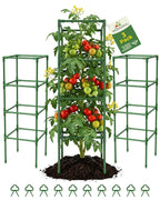 MQHUAYU 3 Pack Tomato Cages,Square Tomato Plant Stakes Support Cages Trellis for Garden Climbing Vegetables Flowers Fruits,Extra Bold