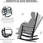 Outsunny Outdoor Rocking Chair High Density Wooden Rockers Black | Patio Rocking Chair, Smooth Curves, for Lawn Garden Porch, Supports Up to 350lbs