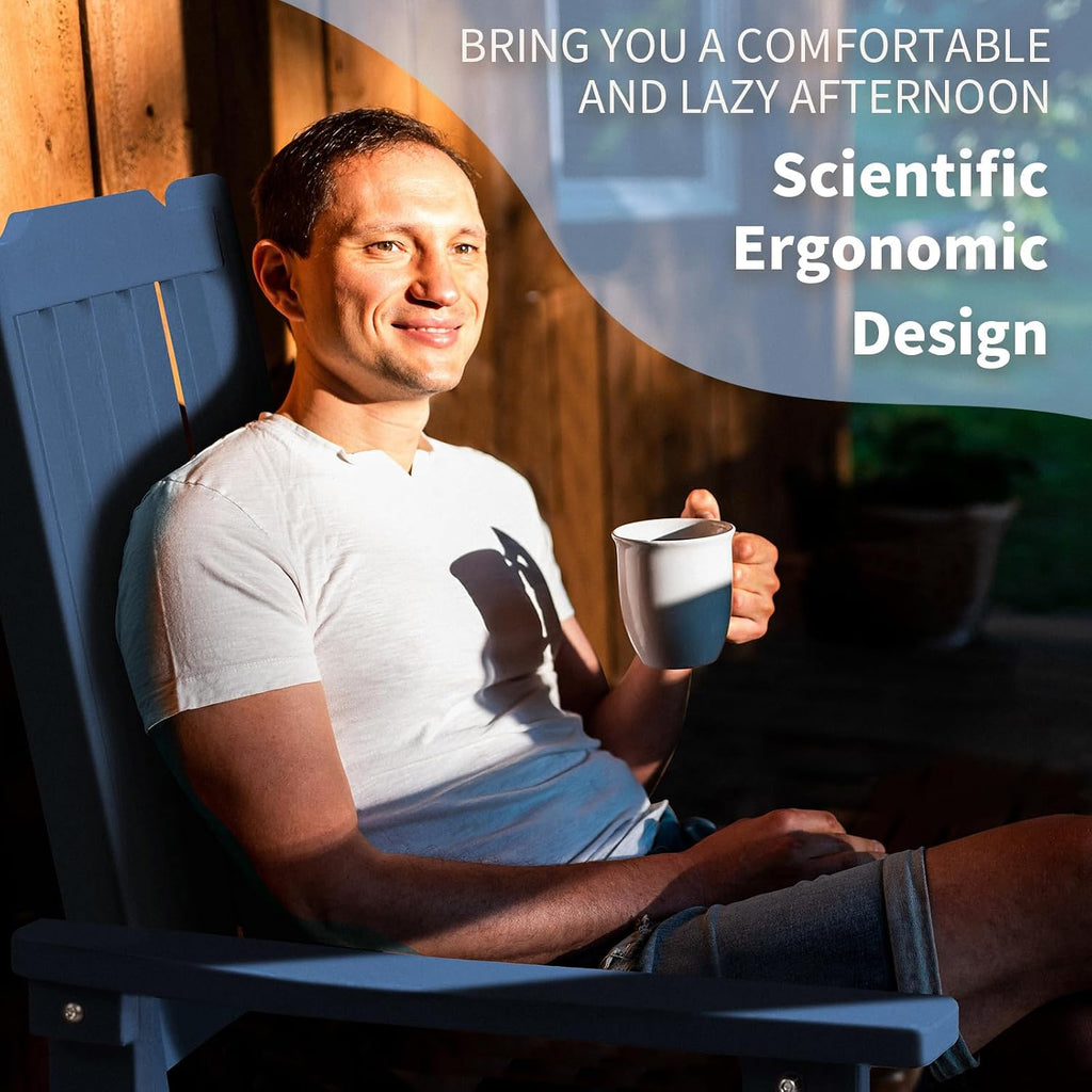 Outdoor Rocking Chairs Set of 2, Oversized All Weather High Back Porch Rocker, Patio Rockers for Outside